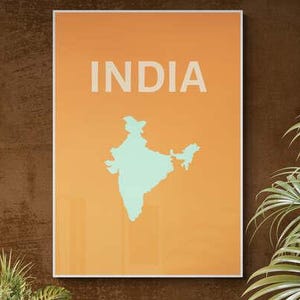 Kleurrijke reisposter India: kunst aan de muur kaart van India (digitale download