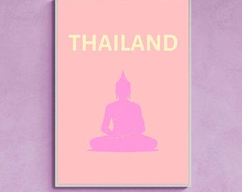 Thailand Buddha Poster – Colorful Spiritual Wall Art – Printable Travel Print (Digital Download)