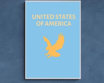 American Eagle USA Travel Poster: Modern Map Art (Digital Download