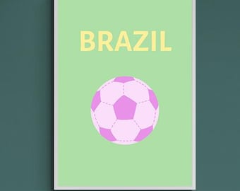 Plakat piłkarski z Brazylii: Grafika ścienna z motywem piłkarskim Rio (do pobrania cyfrowego)