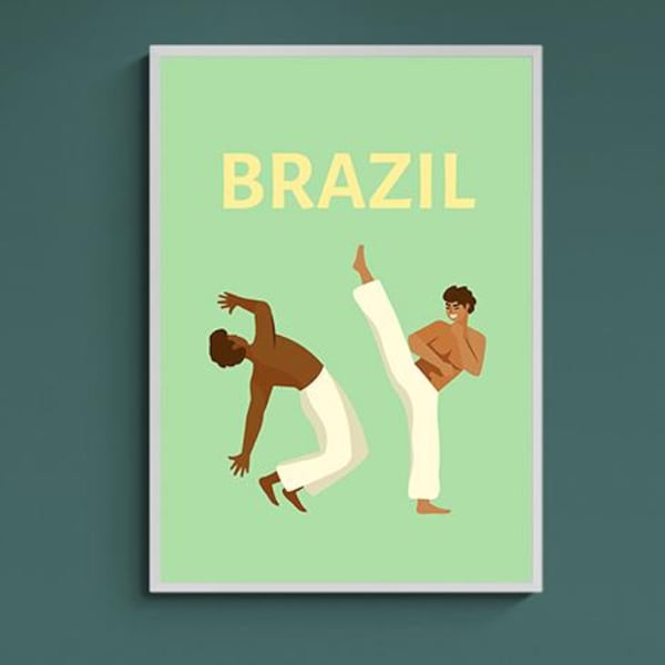 Afro-Braziliaanse capoeira-kunstprint: Martial Arts-dansposter (digitale download)