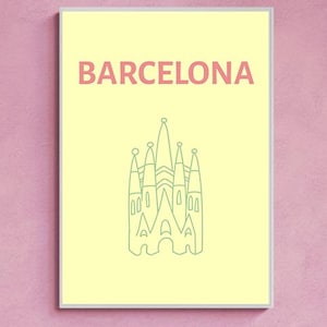 Affiche de la Sagrada Familia de Barcelone - Art mural de voyage en Espagne - Décoration espagnole imprimable - Téléchargement numérique