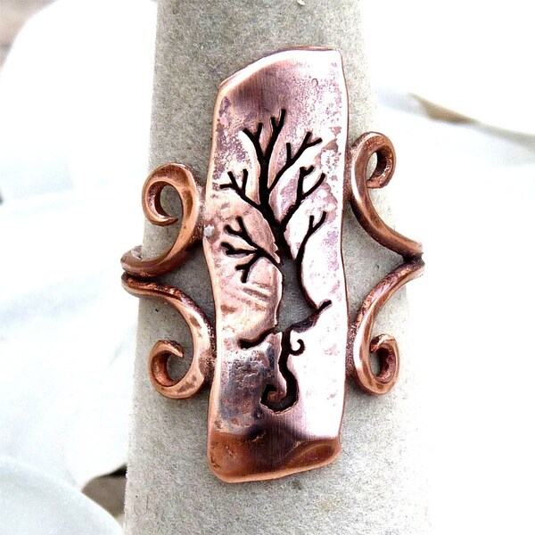 Copper Ring - Tree with Curling Roots Cutting, Eco Friendly