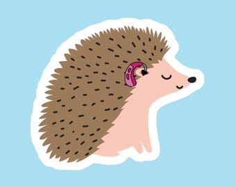 Hedgehog with Hearing Aid Sticker – Deaf Awareness Vinyl Decal