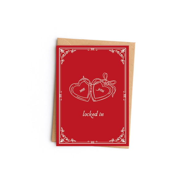 Heart Locket - Locked In | Valentine or Anniversary Card | Blank Inside