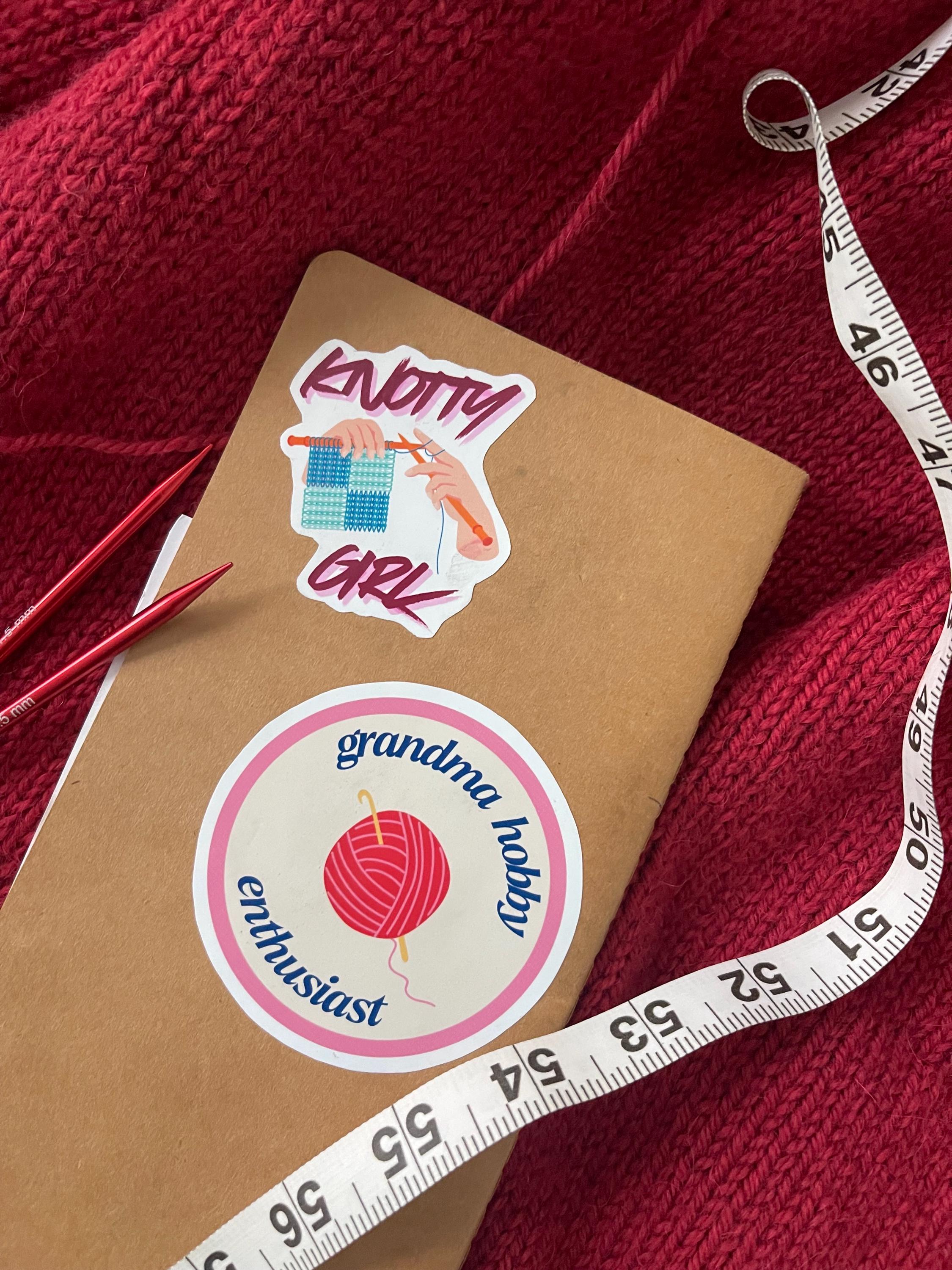 Grandma Hobby Enthusiast Sticker: Crochet & Knitting Yarn Ball Vinyl ...
