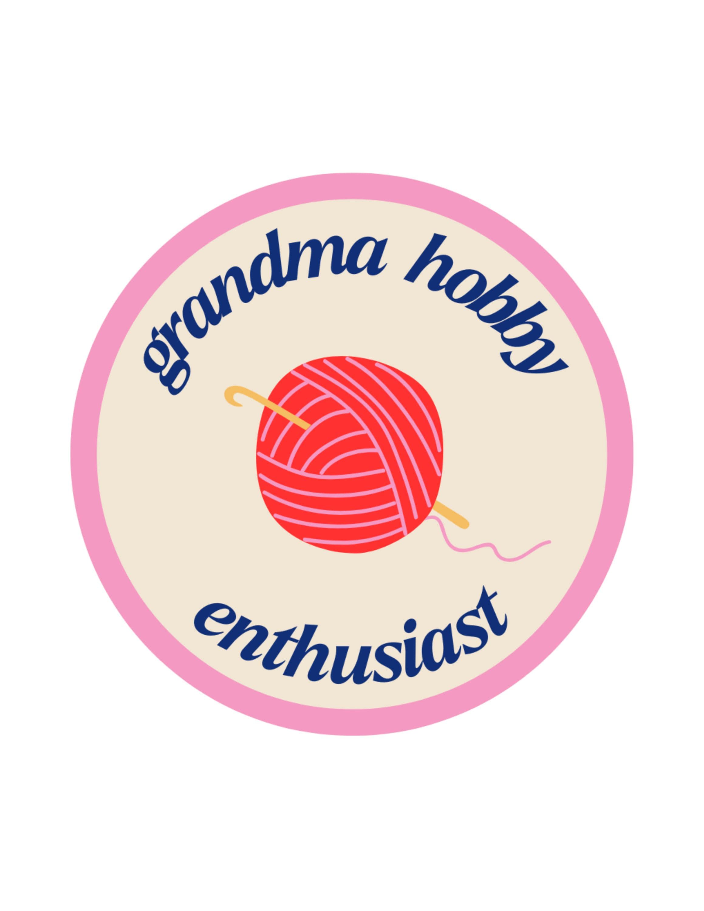 Grandma Hobby Enthusiast Sticker: Crochet & Knitting Yarn Ball Vinyl ...