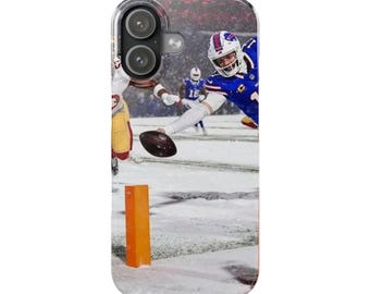 Buffalo Bills Josh Allen Winter Seitliche schlanke Telefonhülle, Buffalo NY, 716, Bills Mafia, Fußballsportliebhaber-Accessoire