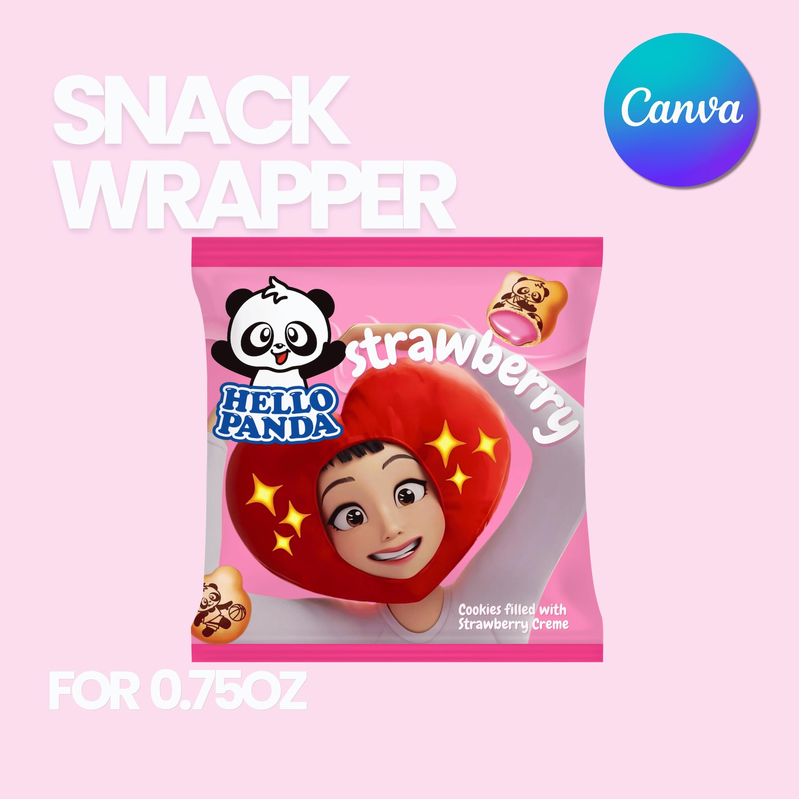 K-pop Demon Hunters Hello Panda Snack Wrapper, Canva Template - Etsy