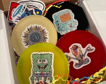 Trippy Resin Coaster Set: Psychedelic Handmade Designs (4-Pack)