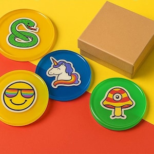 Trippy Resin Coaster Set: Psychedelic Handmade Designs (4-Pack)