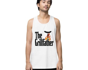 Koszulka bez rękawów męska z grafiką Grillfather – BBQ Humor
