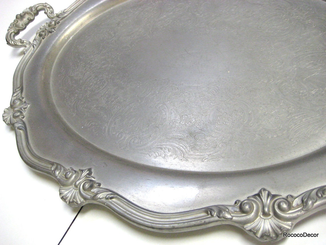 Pewter Tray Platter Vintage serving tray Reed and Barton Etsy