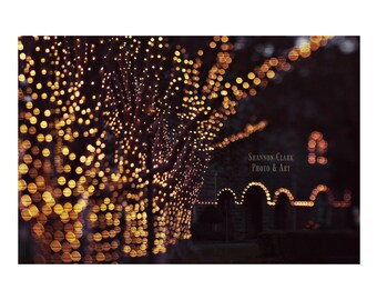 Sonoma Square Bokeh Abstract Holiday Lights Photography Art Print