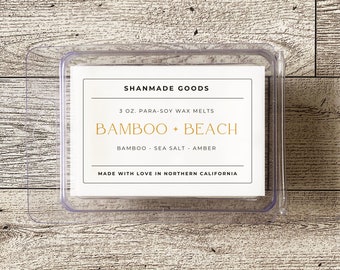 ShanMade Goods - "Beach & Bamboo" Para-Soy Wax Melts 3 0z. Wax Melts. Bamboo Beach Sea Salt Beach Summer Scent