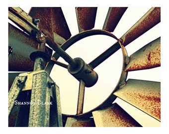 Rusty Windmill Farmhouse Decor Photography Art Print