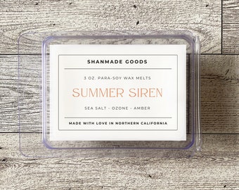 ShanMade Goods - "Summer Siren" Para-Soy Wax Melts 3 0z. Beach Summer Wax Melts