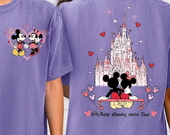 Camiseta de pareja Disney de colores cómodos, camiseta de San Valentín Disney, camiseta a juego Disney, camiseta para amantes de Disney