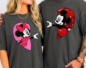 Camiseta de Mickey y Minnie Mouse en colores cómodos de Disney Couples, camisa a juego de Mickey y Minnie