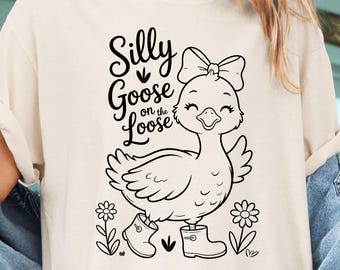 Camiseta Comfort Colors Silly Goose, divertida camiseta con estampado de animales