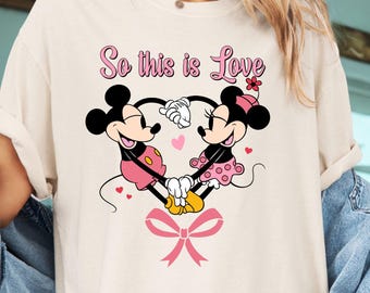 Comfort Colors Coquette Bow Disney Mickey Minnie Valentine Shirt, Disney Couple WDW Disneyland T-Shirt