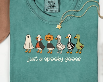 Camiseta de Halloween con diseño de ganso espeluznante: divertida camiseta de algodón.