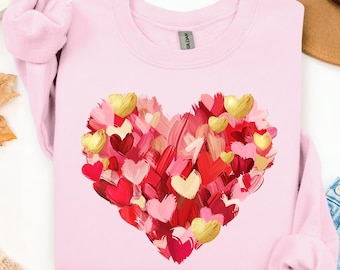 Sudadera con capucha de corazón con pinceladas, sudadera con capucha de San Valentín