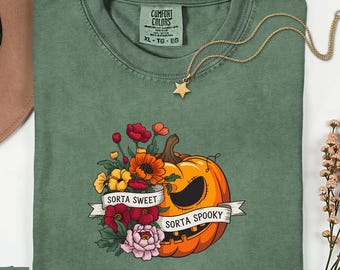 Sweet Spooky Season Shirt: Flower Pumpkin Halloween Tee