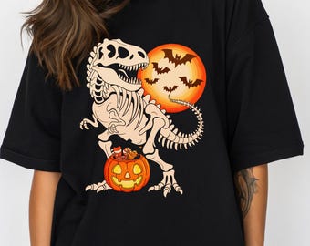 Spooky Trex Halloween Shirt: Dinosaur Skeleton Party Tee