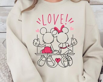 Sudadera a juego de Disney Couple Love, sudadera de Mickey y Minnie para San Valentín, sudadera con capucha para el Día de la Pareja
