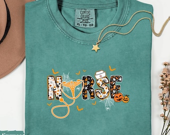 Camiseta de enfermera de Halloween: camiseta de enfermería de algodón, disfraz de otoño