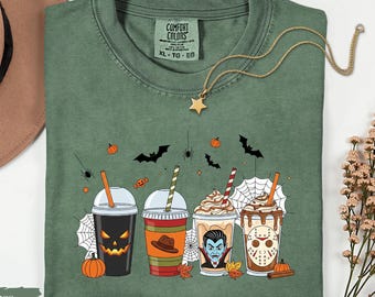 Skeleton Coffee Cups Shirt: Halloween Skull Graphic Tee