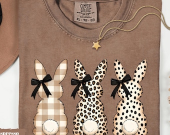 Camiseta de conejo de Pascua con estampado de leopardo, top de primavera para mujer