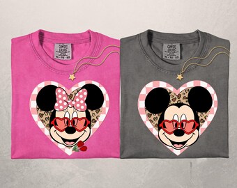 Camiseta de Mickey y Minnie para San Valentín con colores cómodos, camiseta a juego de Disney Love Couple, regalo de San Valentín