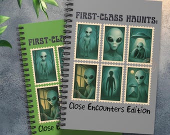 Spooky Grey Alien UFO Sci-Fi Notebook Journal for Paranormal Fans, Alien Lover Gift