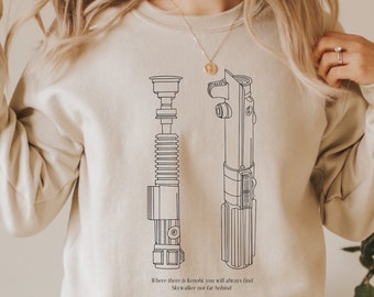 Bluza z mieczem świetlnym Obi-Wana Kenobiego i Anakina Skywalkera | Koszulka Star Wars | Koszulka Disneyland | Koszulka Disney World | Koszulka Darth Vader