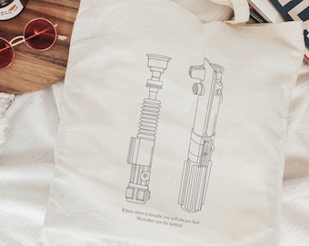 Obi Wan Kenobi & Anakin Skywalker Lightsaber Tote Bag | Star Wars Bag | Galaxys Edge | Disney Tote Bag | Disney Accessories | Star Wars Gift