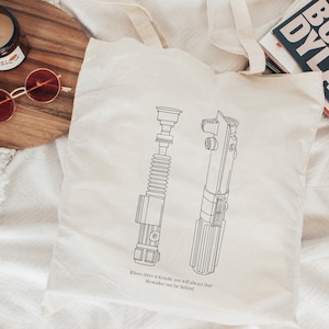 Obi Wan Kenobi & Anakin Skywalker Lightsaber Tote Bag | Star Wars Bag | Galaxys Edge | Disney Tote Bag | Disney Accessories | Star Wars Gift