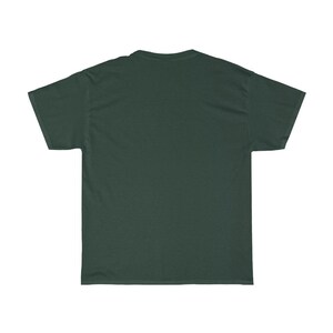 May include: A dark green t-shirt with short sleeves.