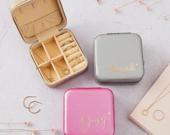 Personalized Jewellery Box, Custom Jewellery Boxes, Bridesmaid Jewellery Box, Gift for Her, Travel Jewellery Case, Custom Name Jewellery Box
