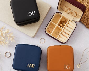 Custom jewelry box, Travel jewellery box, Bridesmaid proposal, Small square earring organizer, Gifts box for sister, friend, Birthday Gift