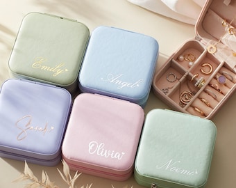 Personalized Jewellery Box, Custom Jewellery Boxes, Bridesmaid Jewellery Box, Gift for Her, Travel Jewellery Case, Custom Name Jewellery Box