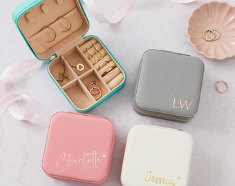Custom jewelry box, Travel jewellery box, Bridesmaid proposal, Small square earring organizer, Gifts box for sister, friend, Birthday Gift
