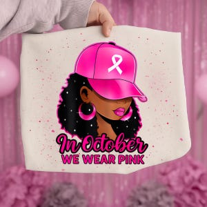 Afro Girl Breast Cancer PNG, Black Woman Empowerment Sublimation Design, Pink Ribbon Clipart, October Shirt PNG, Cancer Fighter Design