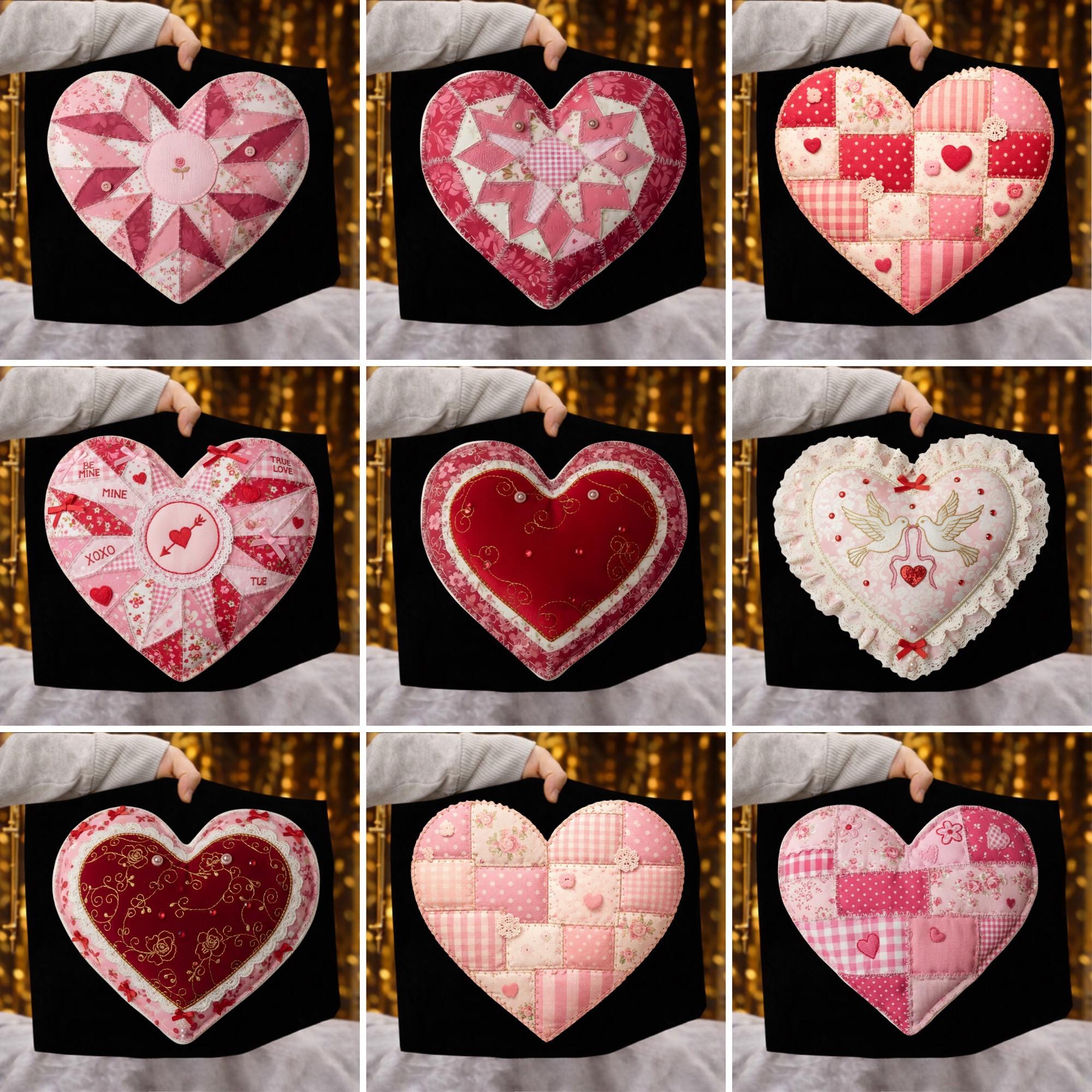 Valentines Day PNG Bundle Faux Yarn Latch Hook Yarn Bow Coquette ...