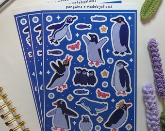 Penguin Sticker Sheet - A5 - Glossy Waterproof Vinyl