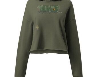 Funny Honey Bee Warning Crop Hoodie