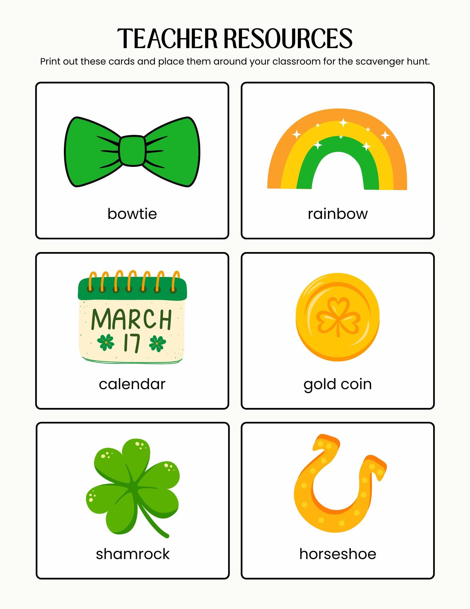 St Patrick's Day Scavenger Hunt Printable Game | Kids Treasure Hunt ...