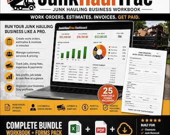 Paquete de formularios comerciales para empresas de recogida de chatarra - Libro de trabajo digital para servicios de limpieza