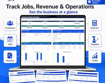 Registro de negocios de limpieza / Libro de trabajo de Excel para empresas de limpieza, Formularios de limpieza